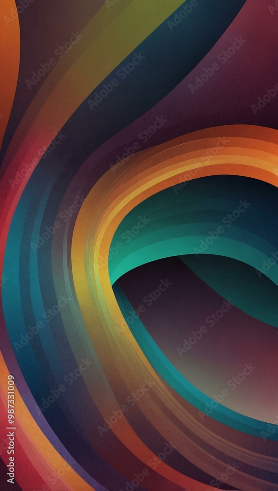 Poster abstract design with curved lines and colorful gradients.