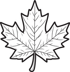 Autumn Maple Leaf Icon - Clean, Thin Line Design.