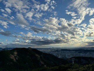 clouds over the mountains