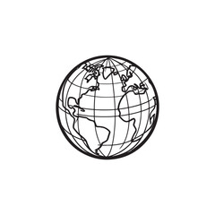 Planet Earth Icon - World Globe Vector Illustration.