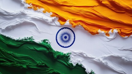 Indian flag with saffron, white, and green, along with the Ashoka Chakra, on a white background
