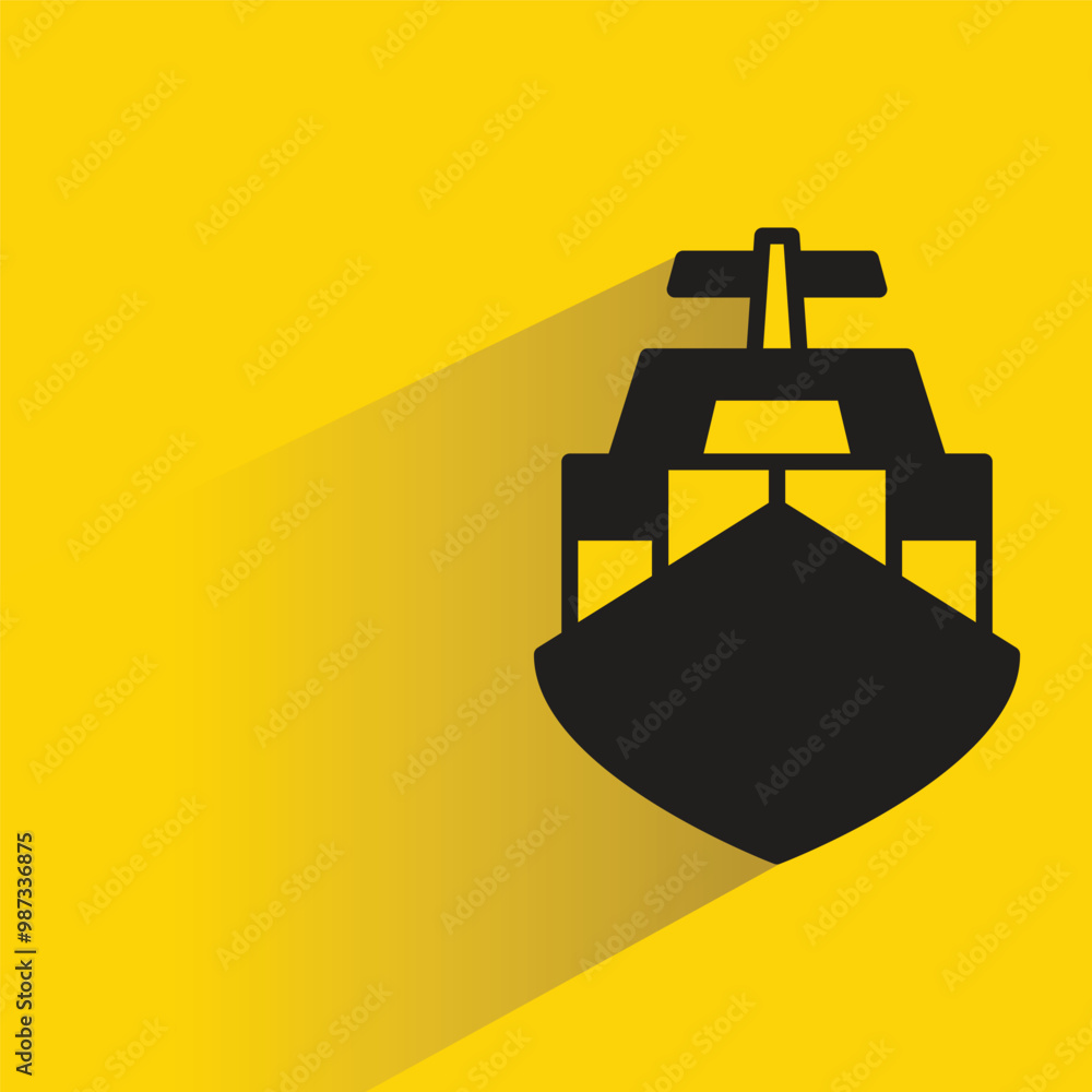 Canvas Prints ship icon with shadow on yellow background