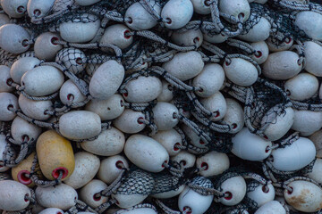 The net float ball in purse seine net is made high quality plastic that resistant to corrosion and deterioration from sunlight.