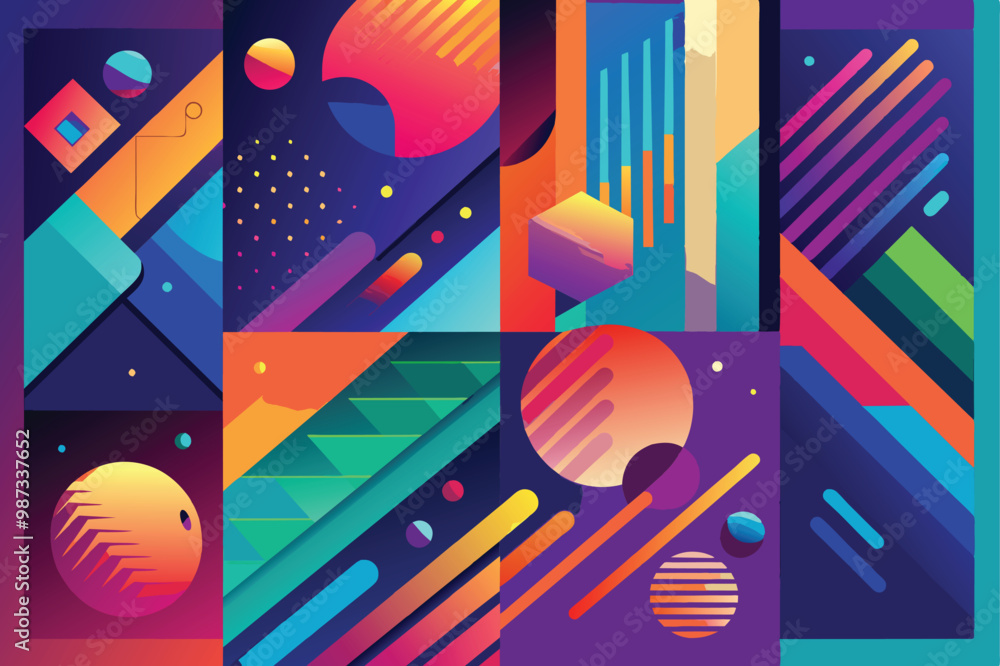 Poster A diverse array of colorful, blurred abstract patterns, creating a dynamic and visually engaging background.