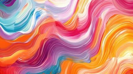Obraz premium Smooth gradient brushstrokes with wavy patterns, featuring a mix of bright, colorful paint strokes