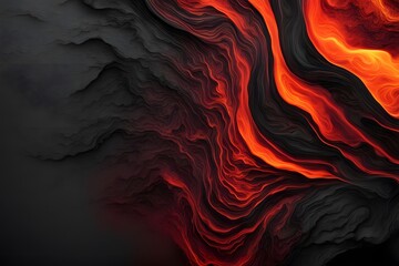 Gradient resembling a lava flow with fiery red orange and dark black tones background, AI Generated