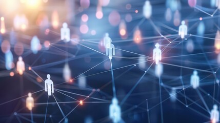 Abstract digital network with people connecting on background, social media concept of global community and communication technology