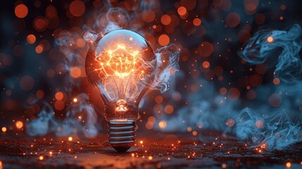 Lightbulb symbolizing brilliant ideas, reflecting creativity and innovation, showcasing the spark of inspiration and potential for groundbreaking discoveries.