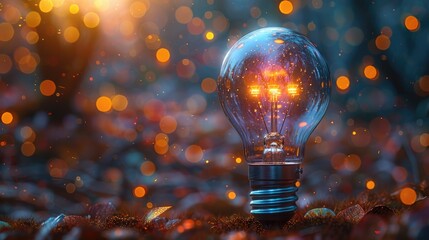Lightbulb symbolizing brilliant ideas, reflecting creativity and innovation, showcasing the spark of inspiration and potential for groundbreaking discoveries.