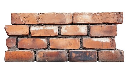 Obraz premium one single red ceramic brick wall isolated on white background