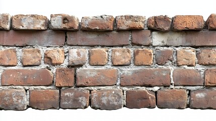 Obraz premium one single red ceramic brick wall isolated on white background