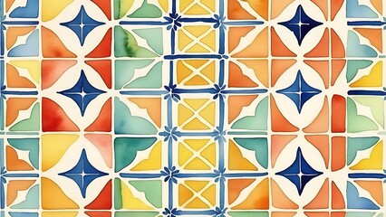 Fototapeta premium Tile Patterns WATERCOLOE ILLUSTRATION