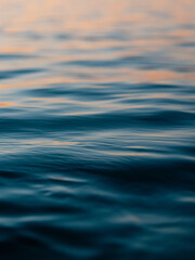 Close-up view of water surface in calm morning.