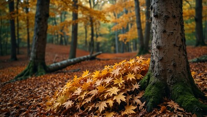 Autumn leaves in the forest.