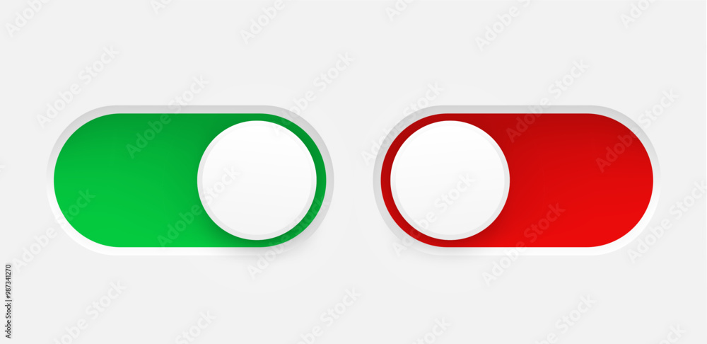 Leinwandbilder Interface toggle buttons set. On Off switch. 3d vector element idolated on white background