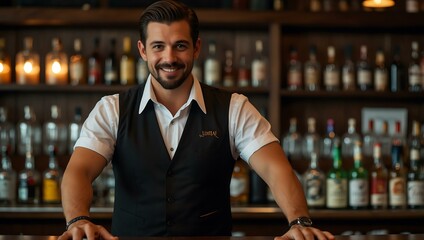 Bartender showcasing a variety of drinks, highlighting skill and artistry.