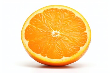 Fototapeta premium A halved orange, revealing its juicy segments and glistening inner flesh