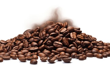 Fototapeta premium A heaping pile of freshly roasted coffee beans, their enticing aroma filling the air.