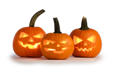 halloween pumpkins isolated on white