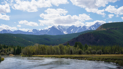 landscape with lake and mountains
