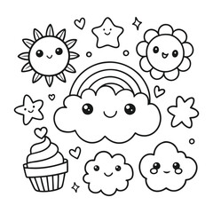 Vector Illustration Coloring Book Page Doodle Hand Drawn Clip Art coloring page for kids