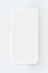 Modern white mobile phone with blank screen isolated on white background. 3d vector mockup