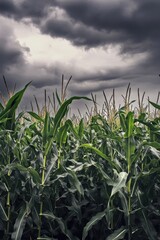Fototapeta premium Cornfield Under Dark Skies