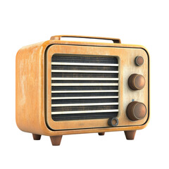 Fototapeta premium Vintage Radio with Retro Design and Warm Color on transparent background