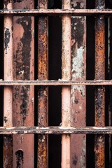 Rusty Metal Bars: Industrial Prison Cell Detail