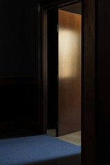 Open Door in Dimly Lit Room