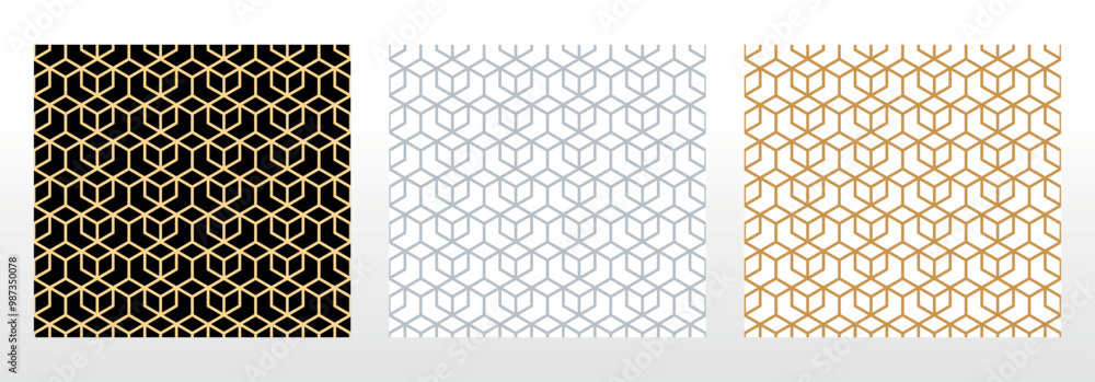 Poster set of abstract geometric patterns. seamless vector backgrounds. colored ornaments graphic modern pa