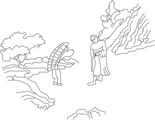 Sketch vector illustration silhouette design painting decorative ornament classical vintage ethnic chinese traditional