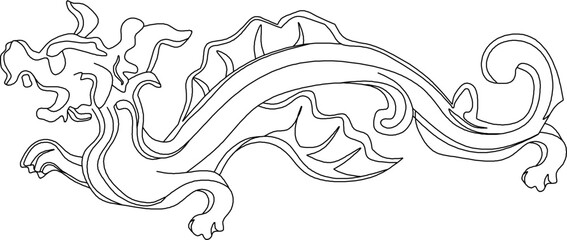 Fototapeta premium Sketch vector illustration silhouette design ornate ornament icon logo symbol engraving abstract classic mythological animal vintage ethnic traditional chinese