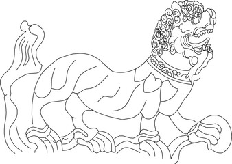 Sketch vector illustration silhouette design ornate ornament icon logo symbol engraving abstract classic mythological animal vintage ethnic traditional chinese