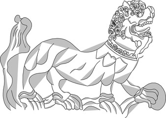 Sketch vector illustration silhouette design ornate ornament icon logo symbol engraving abstract classic mythological animal vintage ethnic traditional chinese