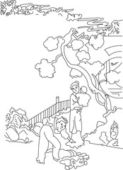 Sketch vector illustration silhouette design painting decorative ornament classical vintage ethnic chinese traditional 