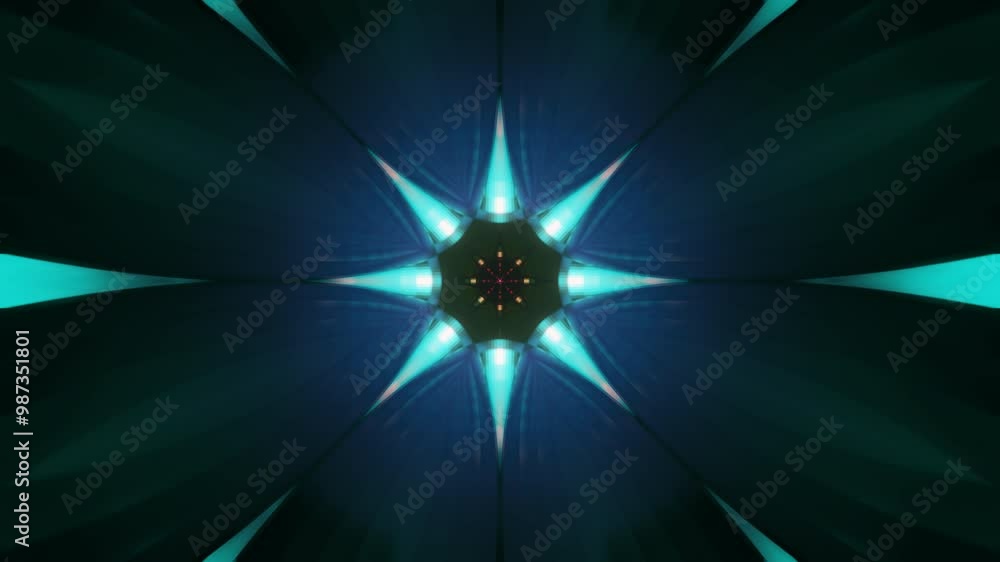Poster futuristic strobes flash through abstract, colorful visuals in a dynamic vj loop.