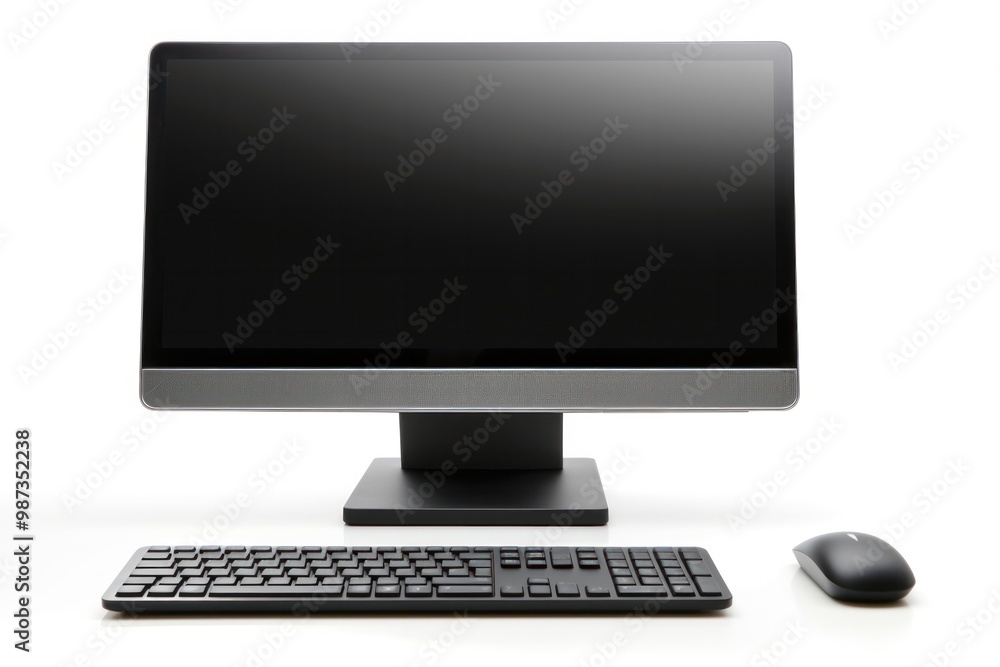 Poster a sleek, modern desktop computer with a minimalist design