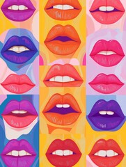 Colorful and artistic collage of diverse lips showcasing various shades and expressions.
