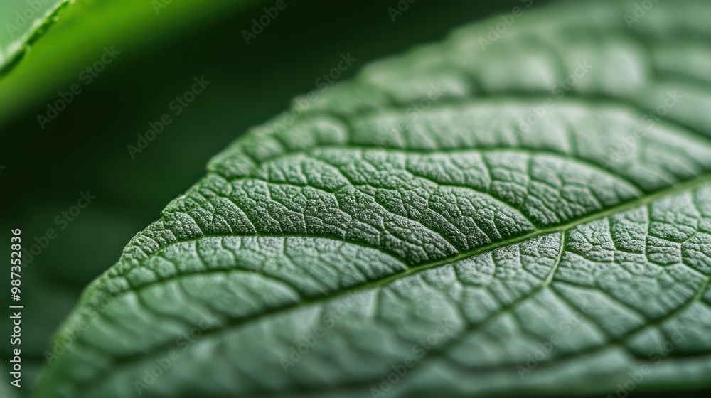 Poster this macro photograph captures the intricate vein patterns of a green leaf, highlighting its texture
