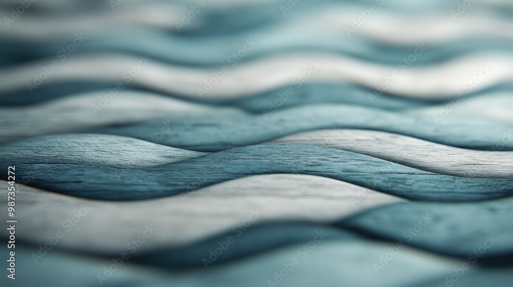 Poster this abstract image captures undulating waves in shades of turquoise and blue, arranged in a visuall
