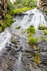 water flow in Jermuk Waterfall in rain