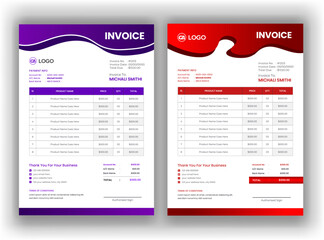 Professional invoice and letterhead design for corporate office. It's simple and creative modern corporate clean design. Invoice design template vector illustration bill form price invoice.