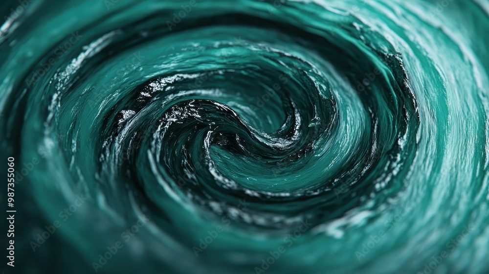 Poster a mesmerizing abstract image featuring swirling, deep green shades, evoking a sense of depth and mov