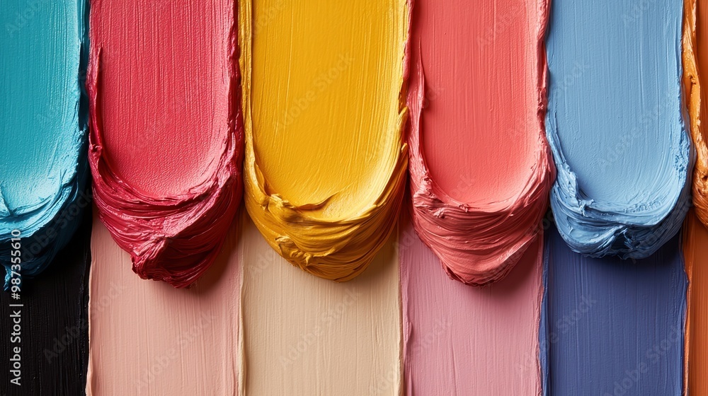 Aufkleber a captivating image of color swatches displaying textured paint strokes in an array of vibrant hues.