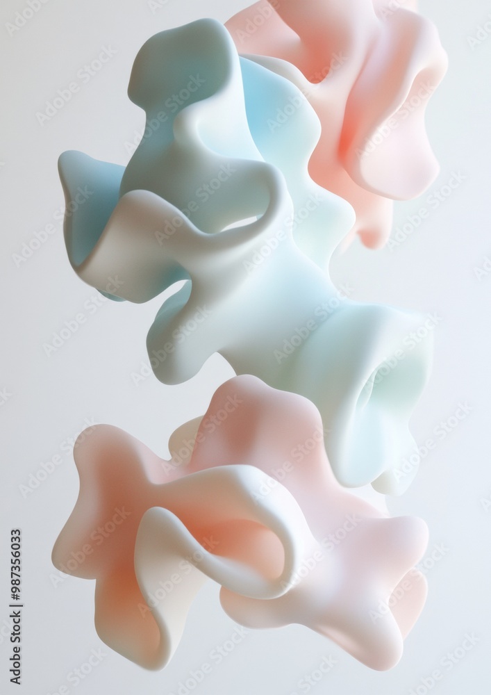 Poster a series of colorful shapes are floating in the air