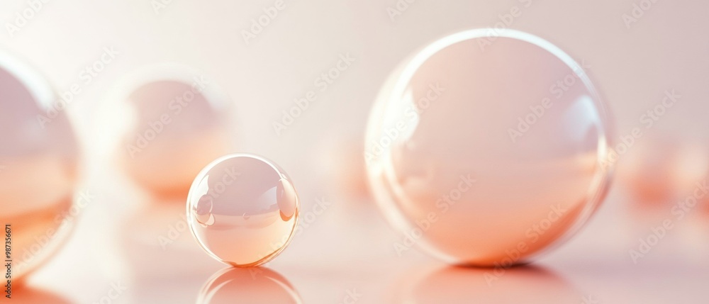 Poster a close up of three small spheres of different sizes