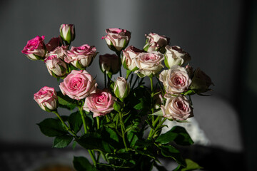 A bouquet of beautiful pink roses