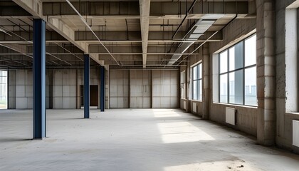 Vacant Industrial Space for Office or Warehouse - Ideal for Interior Design and Real Estate Projects