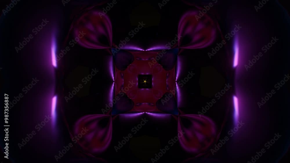 Poster flashing strobe lights in a vibrant, futuristic vj loop with abstract designs.